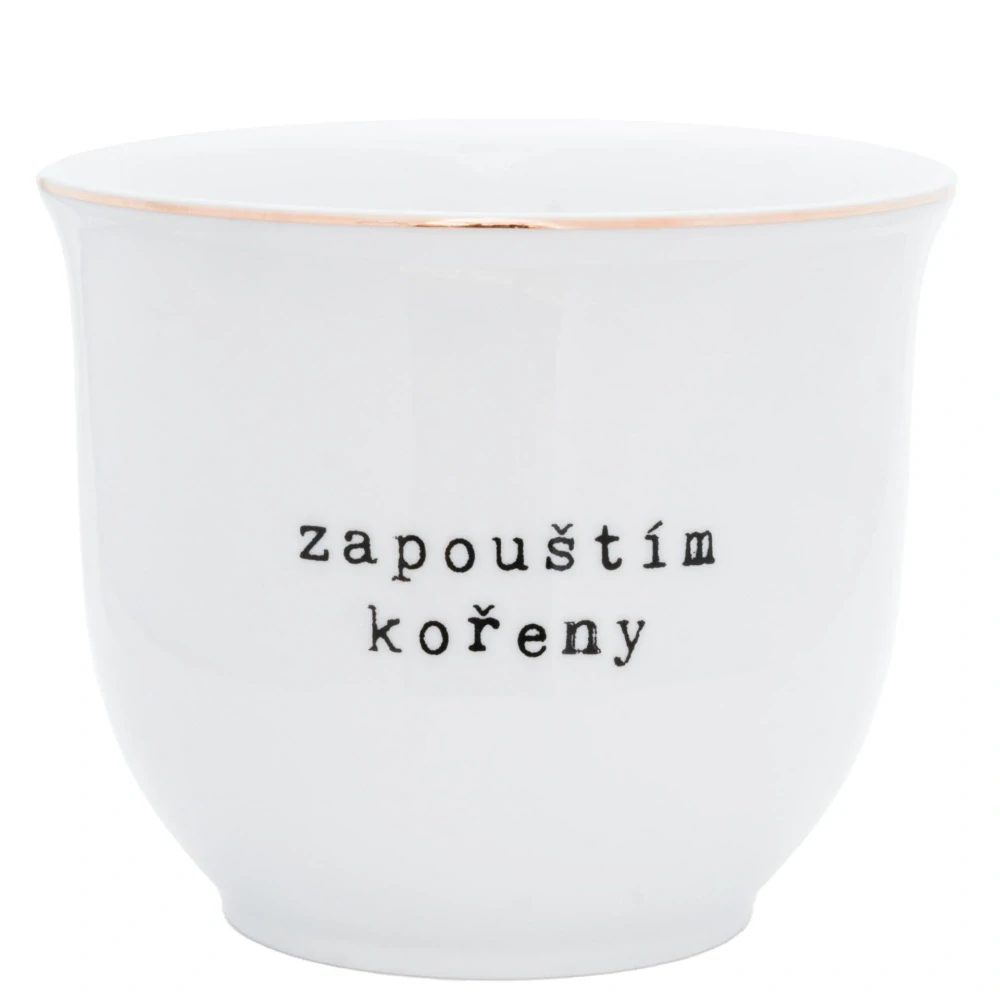 Porcelánový obal na květináč Zapouštím kořeny 13 cm