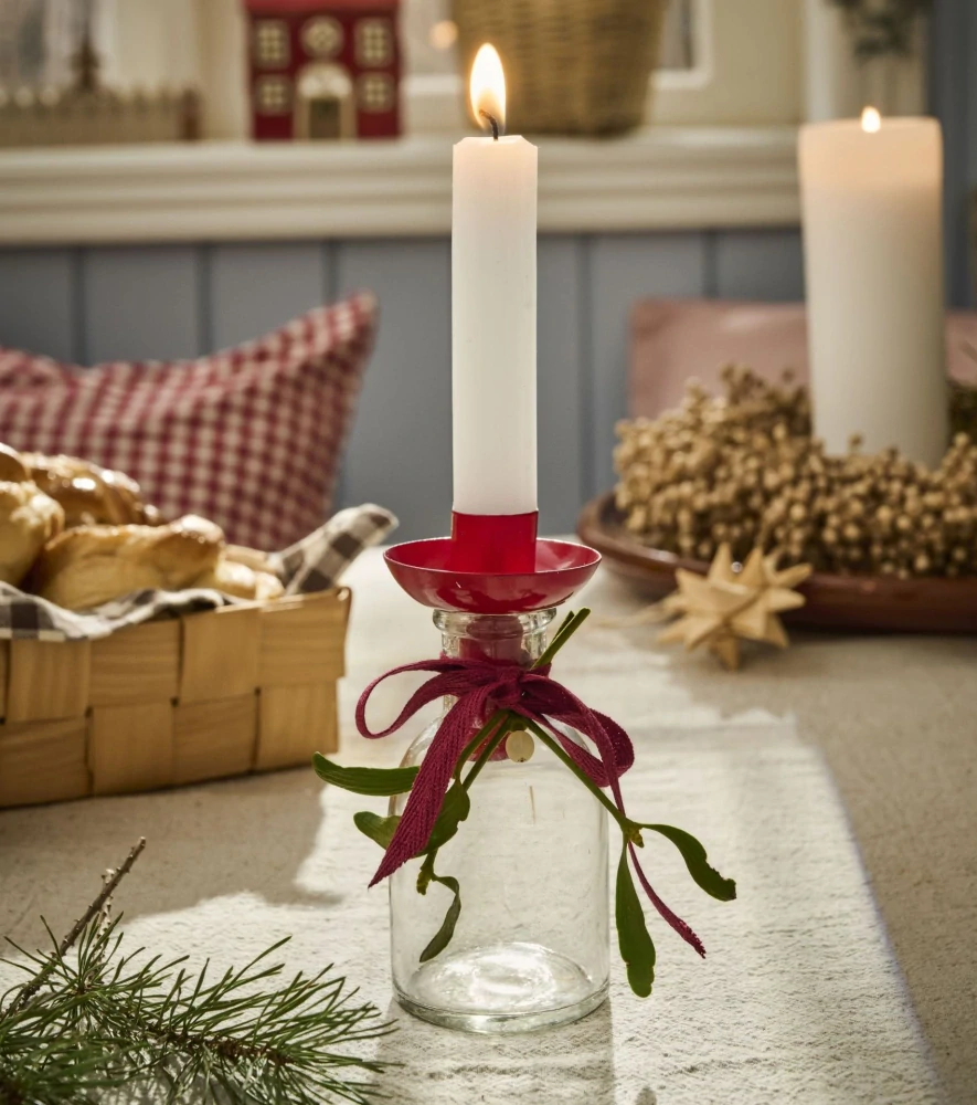 Kovový svícen na lahev Bottle Red