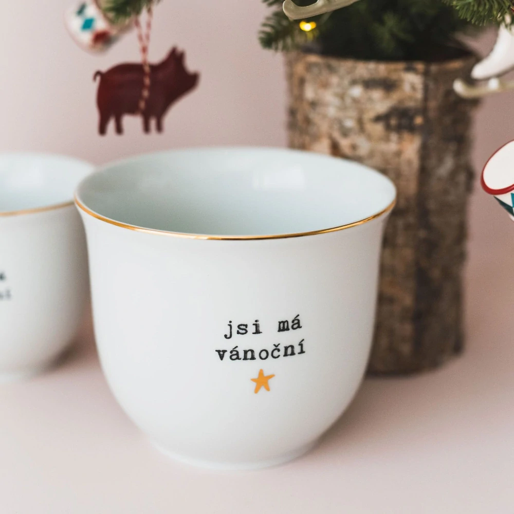Porcelánový obal na květináč Jsi má vánoční hvězda 13 cm