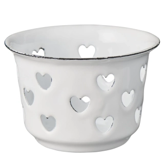 Smaltovaný svícínek Hearts White