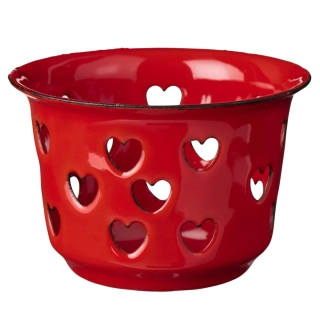 Smaltovaný svícínek Hearts Red